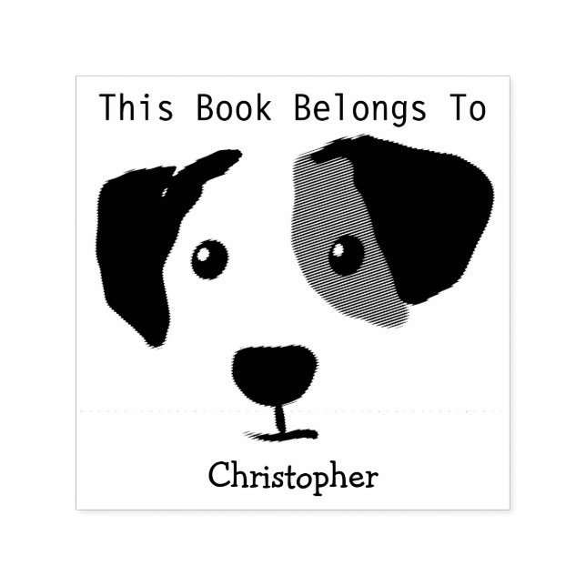 Quizzical Happy Dog This Book Belongs To Self-inking Stamp (Design)