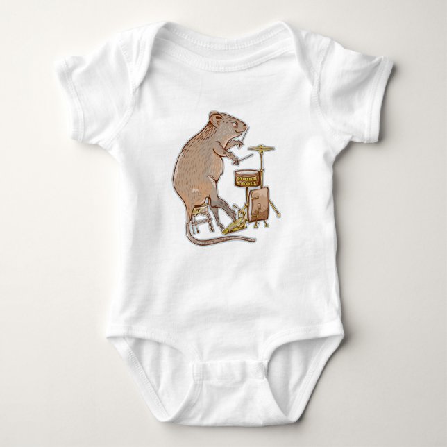 Quokka Australian Animal Drummer Baby Bodysuit (Front)