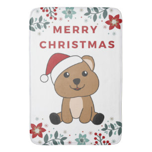Quokka Christmas Snow Winter Animals Quokkas Bath  Bath Mat