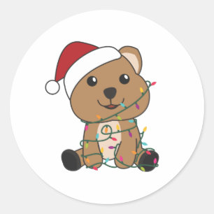 Quokka Christmas Snow Winter Animals Quokkas Classic Round Sticker