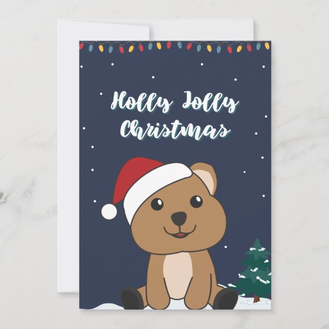 Quokka Christmas Snow Winter Animals Quokkas Holid Holiday Card (Front)