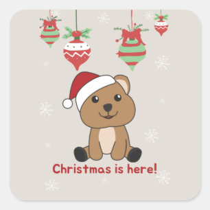 Quokka Christmas Snow Winter Animals Quokkas Squar Square Sticker
