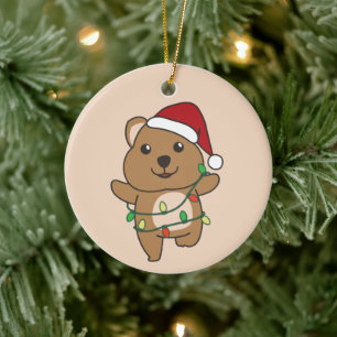 Quokka Christmas Winter Animals Quokkas Ceramic Or Tree Decoration