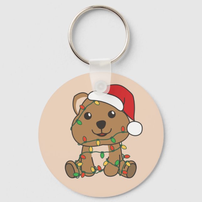 Quokka Christmas Winter Animals Quokkas Keychain (Front)