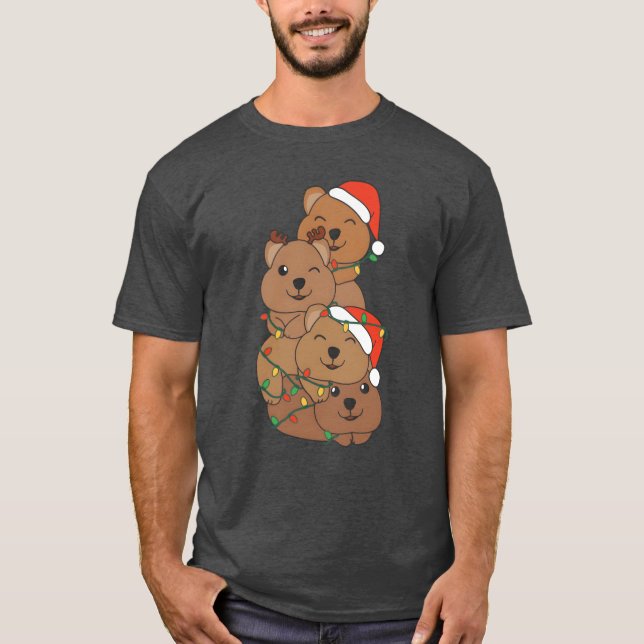 Quokka Christmasree Christmas Animals Quokkas frie T-Shirt (Front)