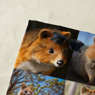 "Quokka Chronicles: A Heartwarming Photo Collage" Beach Towel