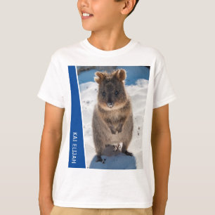 Quokka Cute Animal on the Beach Australia Blue T-Shirt