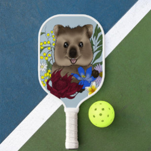 Quokka Happy Australia Floral Blue Pickleball Paddle