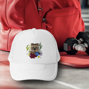 Quokka Happy Australia Floral Blue Trucker Hat