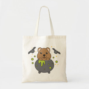 Quokka Happy Halloween Cauldron Bat Tote Bag
