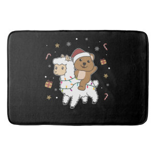 Quokka Llama Christmas Snow Winter Animals Bath Mat