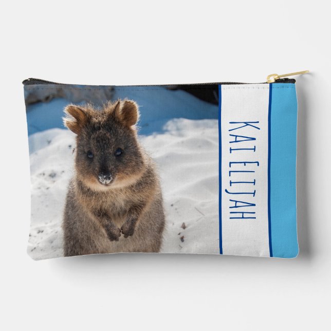 Quokka on the Beach Australia Blue Boys Personal Accessory Pouch (Back)