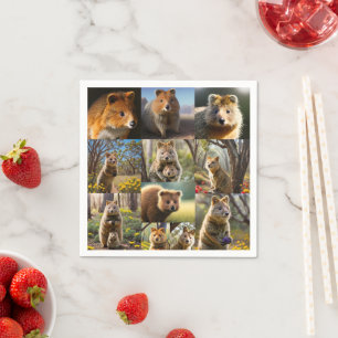 Quokka Photo Collage,  Napkin