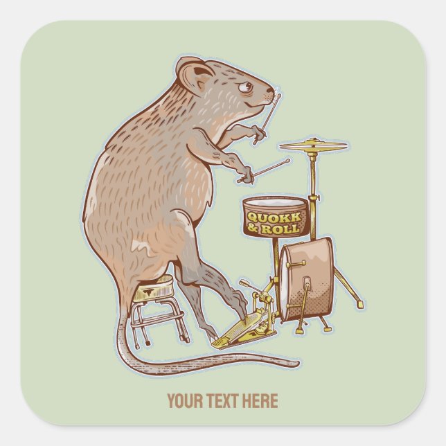Quokka Playing Drums Square Sticker (Front)