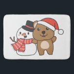 Quokka With Snowman In Winter At Christmas Bath Mat<br><div class="desc">Quokka with snowman in winter for Christmas - a snowman for winter and Christmas. A winter greeting in the cold season for the holidays. Christmas quokka with snowman.</div>