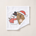 Quokka With Snowman In Winter At Christmas Wash Cloth<br><div class="desc">Quokka with snowman in winter for Christmas - a snowman for winter and Christmas. A winter greeting in the cold season for the holidays. Christmas quokka with snowman.</div>