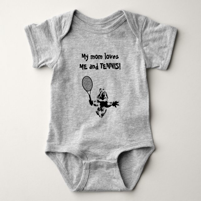 Quokka with Tennis Racquet and Text Baby Bodysuit (Front)