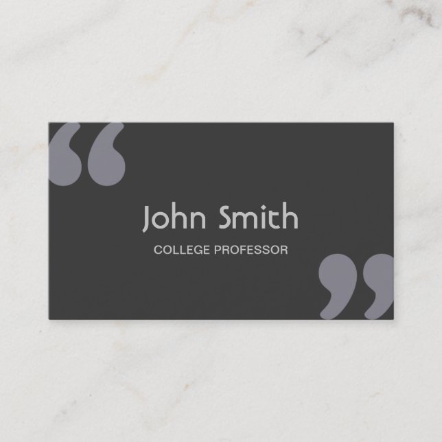Quotation Marks College Professor Business Card (Front)