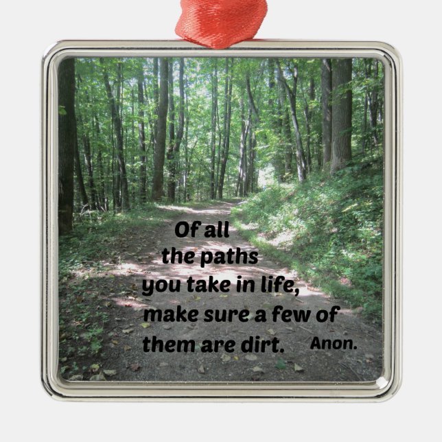 Quote about nature's paths. metal tree decoration (Front)