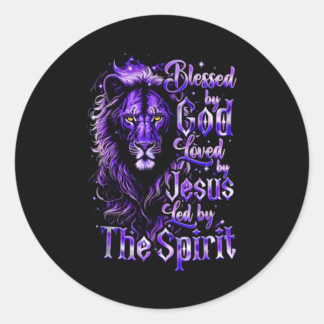 Quote Blessed By God Loved By Jesus Led By The Sri Classic Round Sticker (Front)