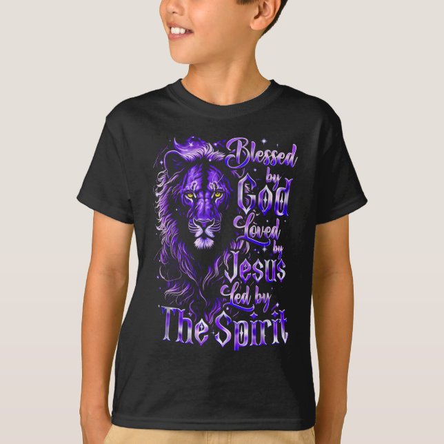 Quote Blessed By God Loved By Jesus Led By The Sri T-Shirt (Front)