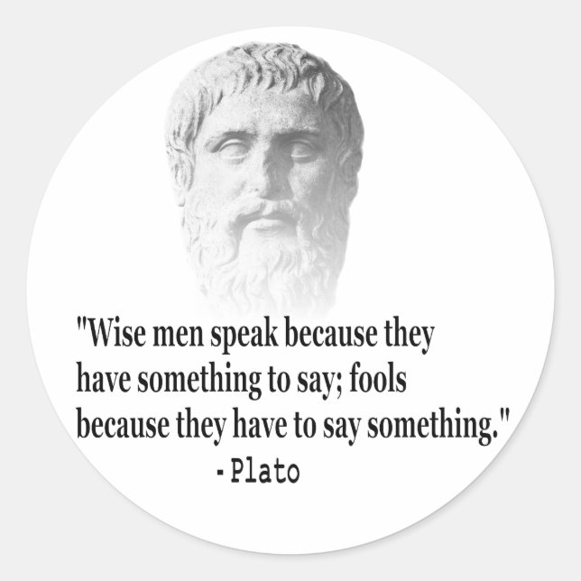 Quote By Plato Classic Round Sticker (Front)