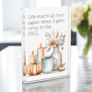 Quote Fall Pumpkin Coffee Flower Candle Modern Photo Block
