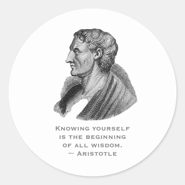 Quote Knowing Yourself Philosopher Aristotle Classic Round Sticker (Front)