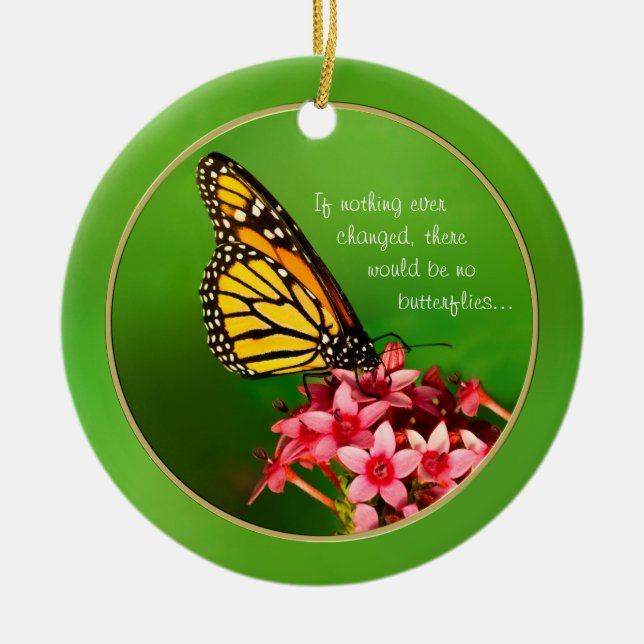 Quote:  Monarch Butterfly Floral Photography Ceramic Tree Decoration (Front)