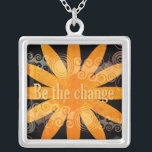 Quote Necklace - Be The Change Pendant<br><div class="desc">Wear a three word quote necklace  to motivate and inspire yourself or give it as a unique and memorable gift for your family and friends.The message necklace with  the original designs combine inspiration with beauty</div>
