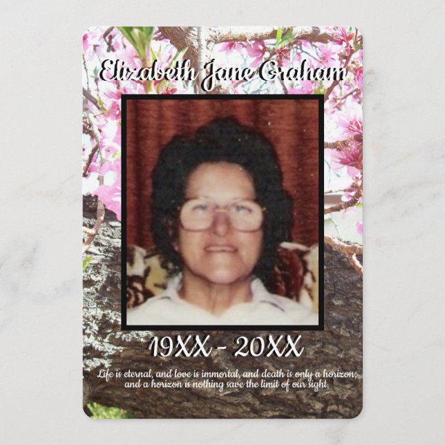 Quote Peach Blossoming Tree Background Funeral   Programme (Front)