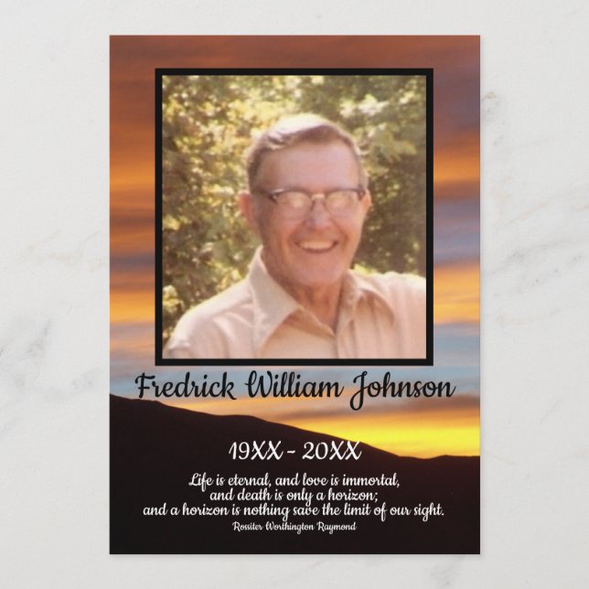 Quote Photo Orange Sunset  Background Funeral   Programme (Front)