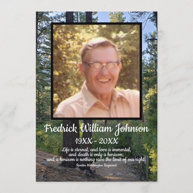 Quote Photo Pine Tree Forest Background Funeral  Programme (Front)