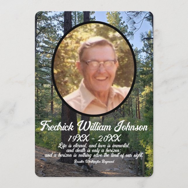 Quote Photo Pine Tree Forest Background Memorial Programme (Front)