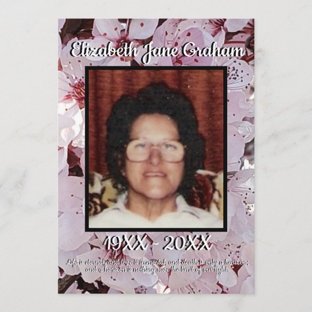 Quote Photo Plum Blossoms Background Funeral    Programme (Front)