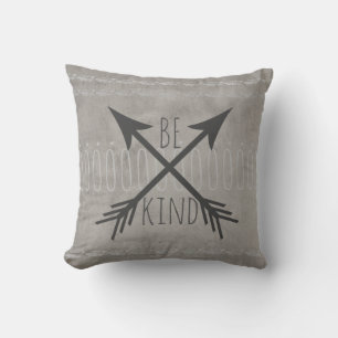 quote pillow distessed grey be kind