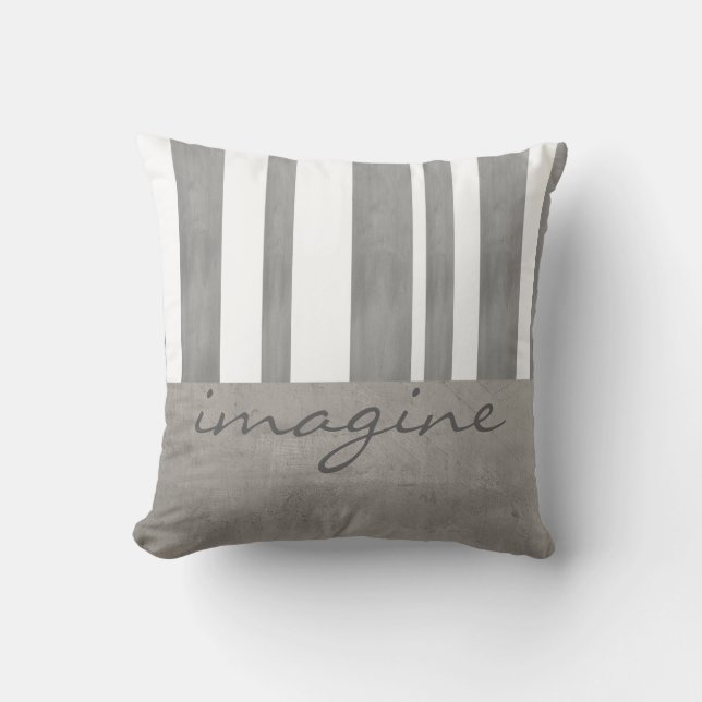quote pillow grey and white stripes (Front)