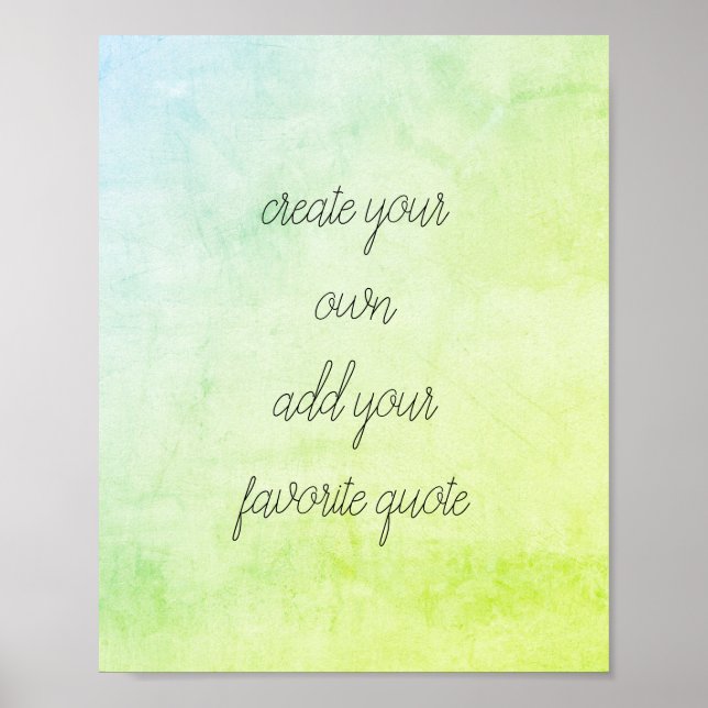 quote poster create your own distressed blue green (Front)