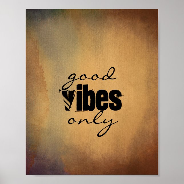 quote poster shabby chic style good vibes only (Front)