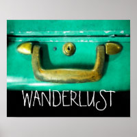 quote poster wanderlust with vintage suitcase