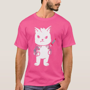Quote Samurai Cat Katana Ninja Yakuza Tattoo T-Shirt