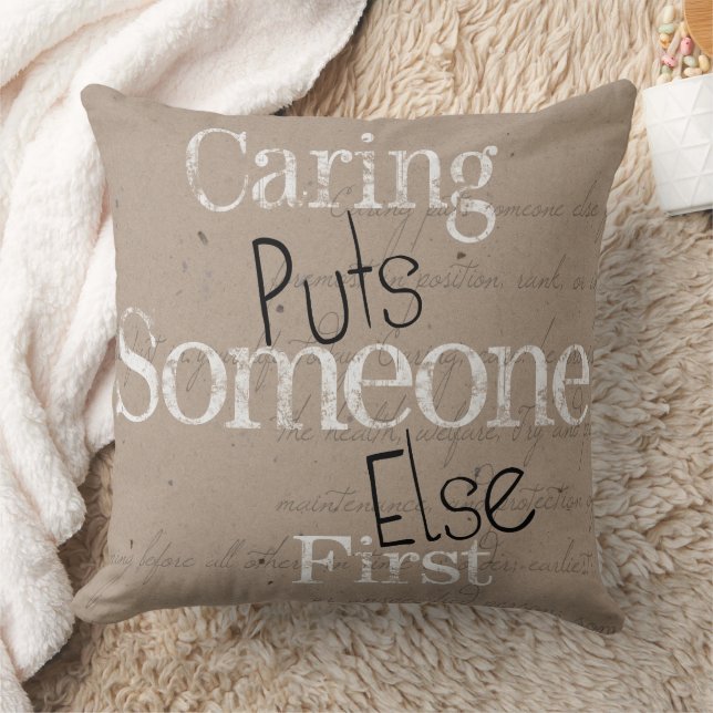 Quote Saying Caring Puts Someone Else First Cushion (Blanket)