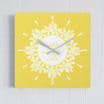 Quote Sunshine Yellow Daisy Flower Wall Clock