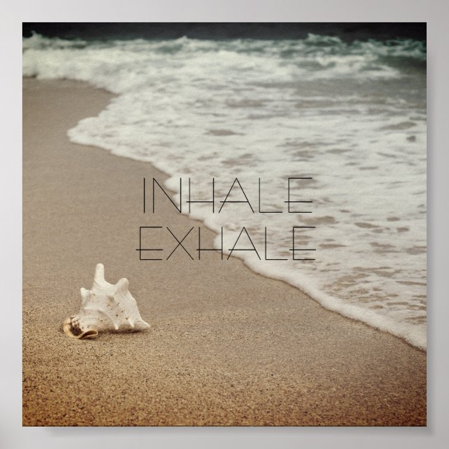 quote typography  beach poster inhale exhale (Front)