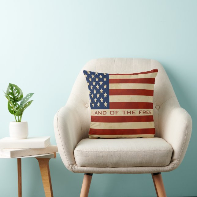 Quote - Vintage American Flag Pillow (Chair)