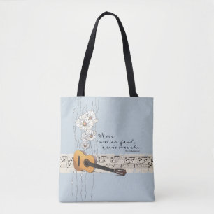 Quote Where Words Fail Music Speaks Shoulder Tote Bag