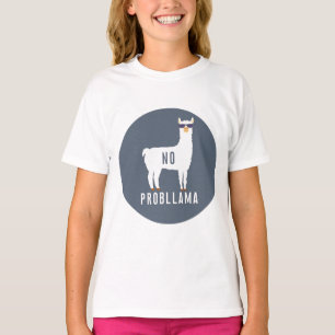 QUOTE WHITE LLAMA NO PROBLAMMA circle T-Shirt