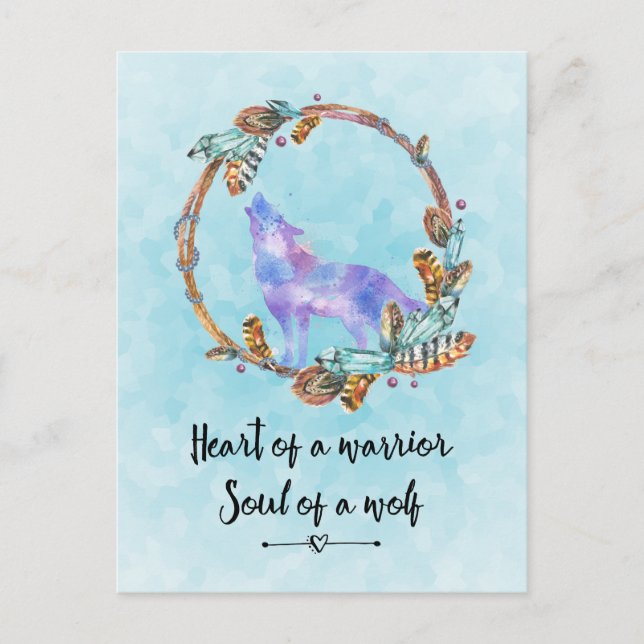Quote with Howling Wolf Watercolor Illustration Postcard (Front)