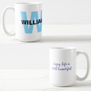 Quote with Modern Monogram Initial & Name Coffee Mug