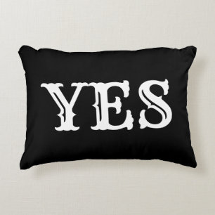 Quote - YES NO in Black and White Decorative Cushion